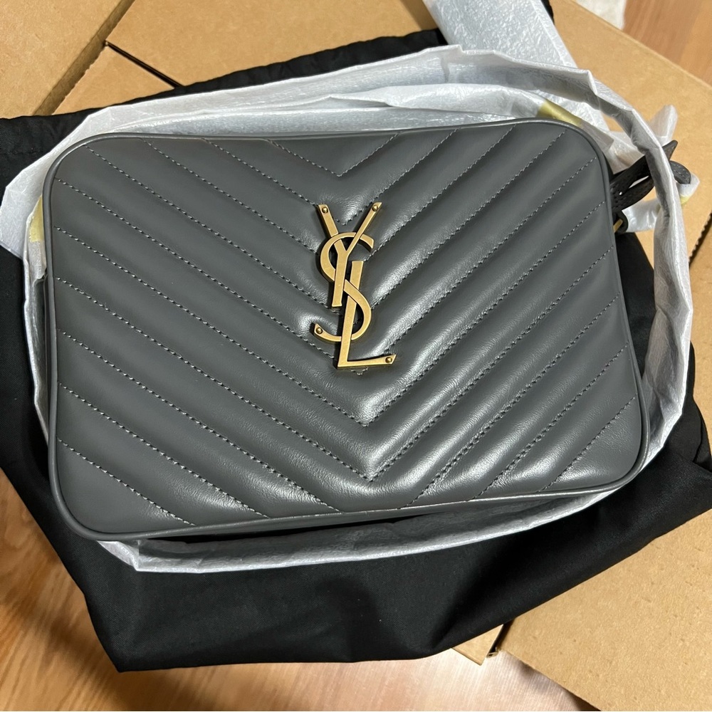 Brand new Saint Laurent YSL camera bag in dark grey color